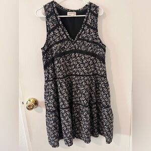 Lucky Brand Floral-Print Lace-Trimmed Tiered Tank Mini Dress Medium